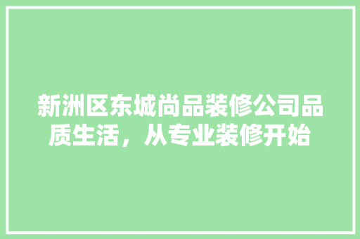 新洲区东城尚品装修公司品质生活，从专业装修开始